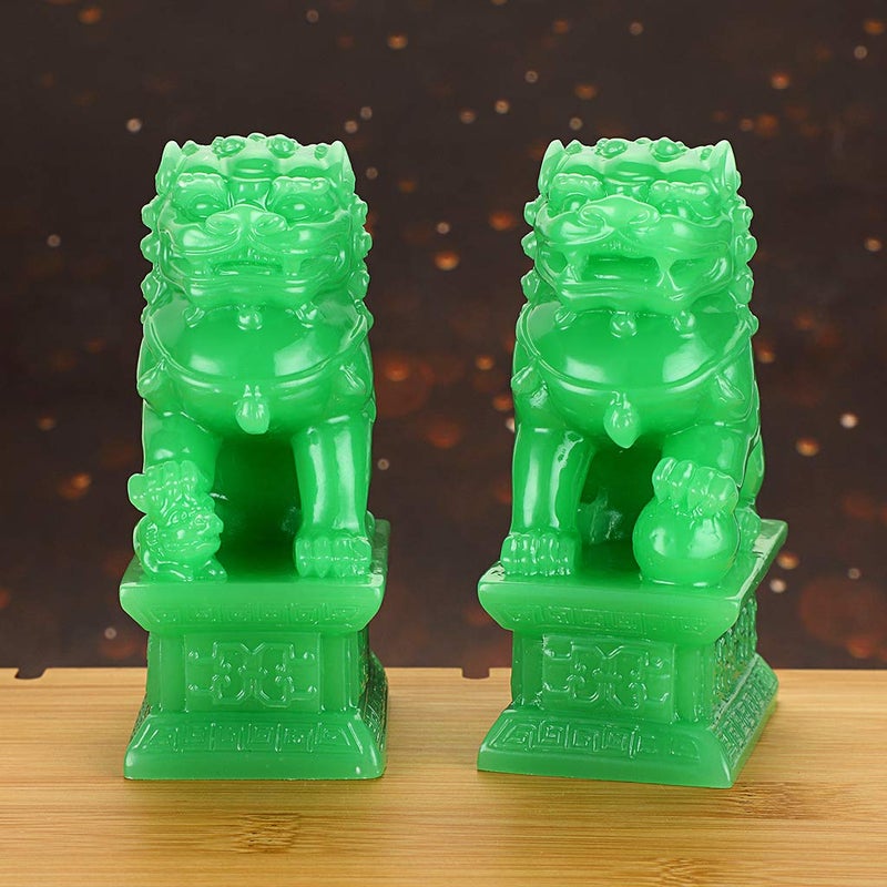 MDLUU Pair of Fu Foo Dogs, Guardian Lions, Feng Shui Lion Statues for Cash Register, Office Desk, House Warming, Store Opening Gift - Image 2